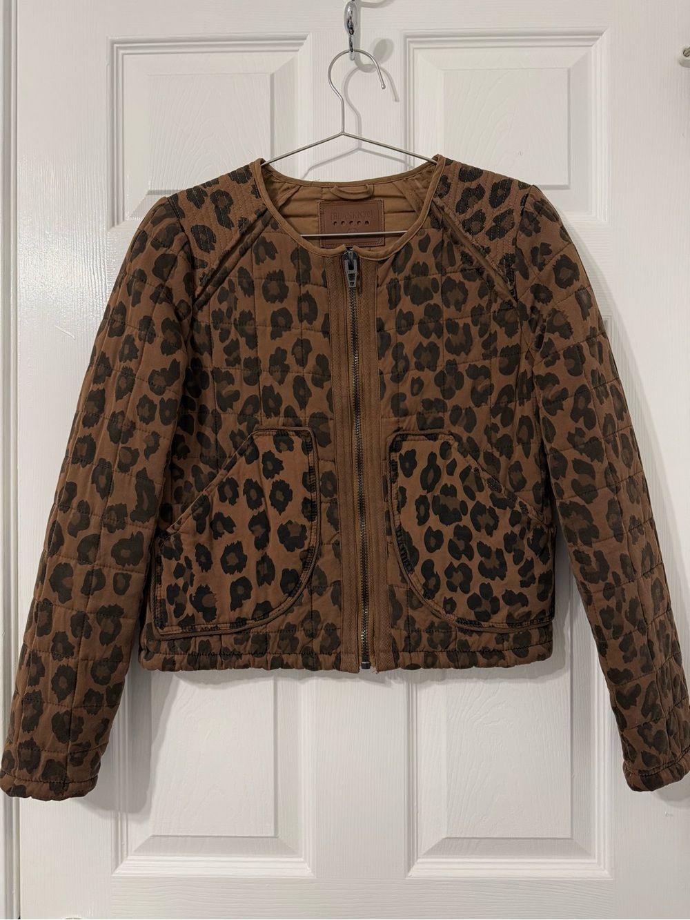 Blank NYC Brown Leopard-Print Quilted Puffer Jacket